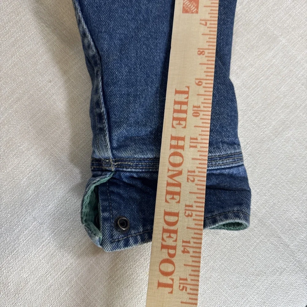 Vtg GAP Denim Jacket Kids XS Corduroy Collar Plaid Lined Chore‎ Barn Coat 90s